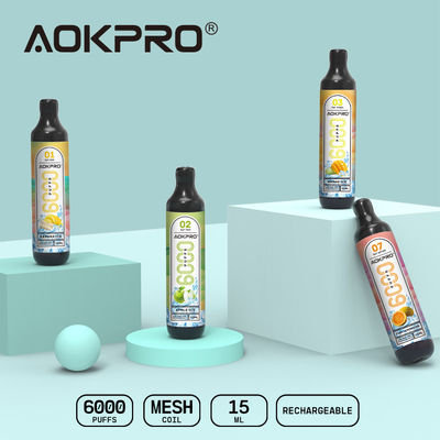 600mAh επανακαταλογηστέα δεξαμενή 15ml ορατό Ejuice υπο--ωμ Vape 6000 ριπών μίας χρήσης