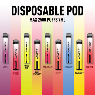 850mah 2500 μίας χρήσης νικοτίνη 2% 3% 5% μανδρών Vape ριπών