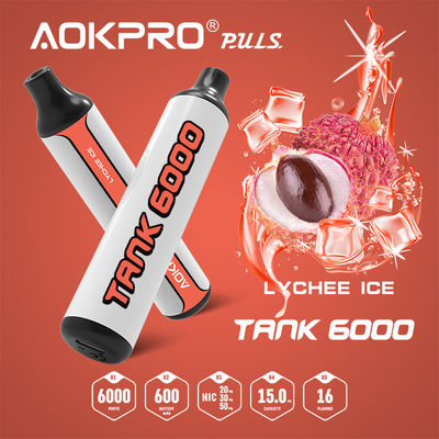 1.2ohm 6000 μίας χρήσης χρέωση usb-γ μανδρών 15ML Vape πάγου Lychee ριπών