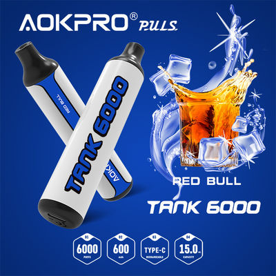 20mg επανακαταλογηστέα μίας χρήσης Vape ριπών συσκευή 6000 μανδρών φραγμών SS PCTG ριπές