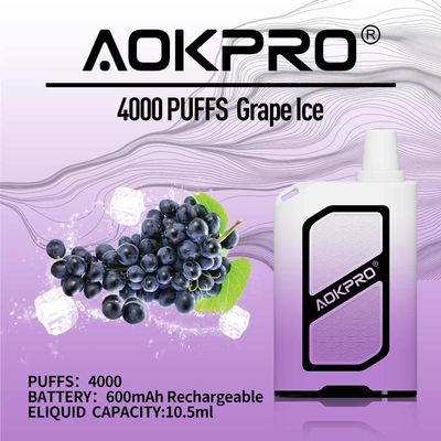 10.5ml γεμισμένο εκ των προτέρων τσιγάρο 4000 πάγου Ε σταφυλιών αντι διαρροή Vape ριπών μίας χρήσης